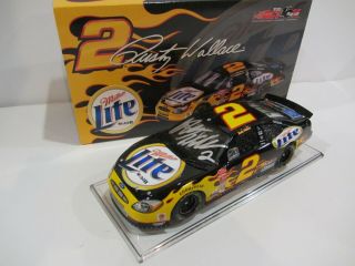 2002 Rusty Wallace Signed 1:24 Nascar Miller Lite Black Diecast Car Ford Racing