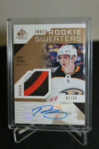 Troy Terry 2018 - 19 Sp Game 3 Color Patch Auto Rc Sweater /49 Ducks
