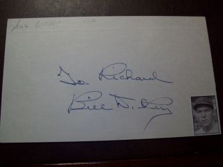 Bill Dickey (1903 - 1993) Signed 3x5 (hof - 1954)