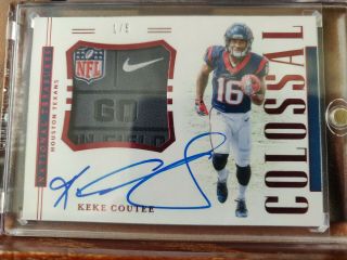 2018 National Treasures Keke Coutee Colossal Laundry Tag Patch 1/5 Texans