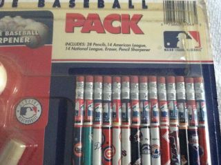 Never opened 1994 MLB Major League Baseball val packPencils,  Eraser,  Sharpener 2