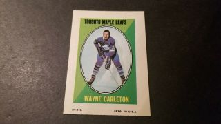 1970 - 71 Opc Hockey Sticker Stamp Wayne Carleton Toronto Maple Leafs Exmt,