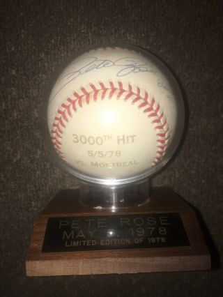 Signed Official 3000th Hit 5/5/78 Vs Montreal Baseball Pete Rose 862/1978