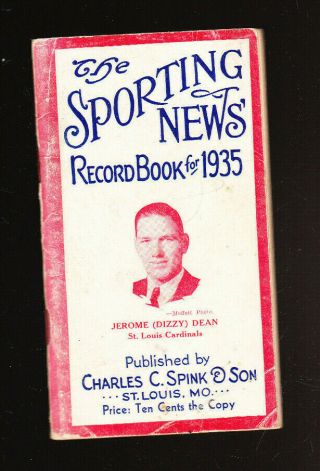 Vintage Rare 1935 Sporting News Record Book Dizzy Dean Baseball