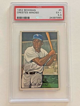 1952 Bowman Orestes Minnie Minoso Rookie Baseball Card 5 Psa Graded 5.  5 Ex,