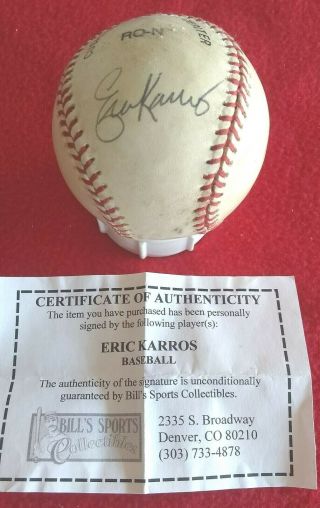 ERIC KARROS - LA Dodgers ROY & All Star Firstbase - Autographed MLB Baseball 3