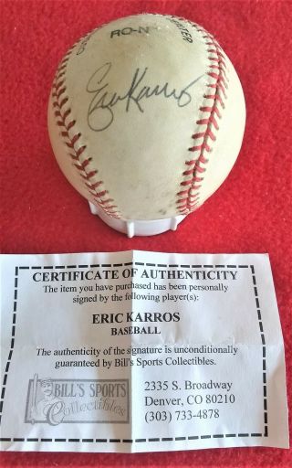 ERIC KARROS - LA Dodgers ROY & All Star Firstbase - Autographed MLB Baseball 4