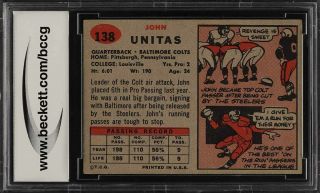 1957 Topps Football Johnny Unitas ROOKIE RC 138 BCCG 8 (PWCC) 2
