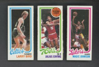 1980 - 81 Topps Basketball Larry Bird Magic Johnson Rc Rookie Hof