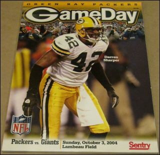 10/3/2004 Game Day Program Green Bay Packers Vs York Giants Darren Sharper
