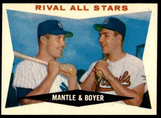 1960 Topps 160 Rival All Stars Mantle Boyer Nm - Mt,  To