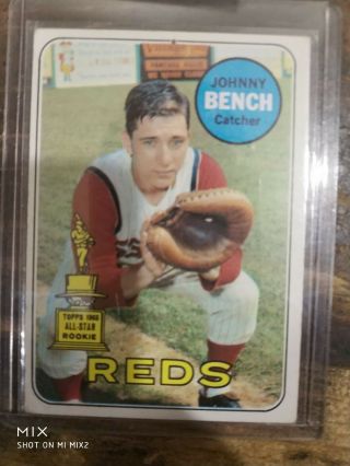 1969 Topps Johnny Bench Cincinnati Reds 95 All Star Rookie Baseball Card