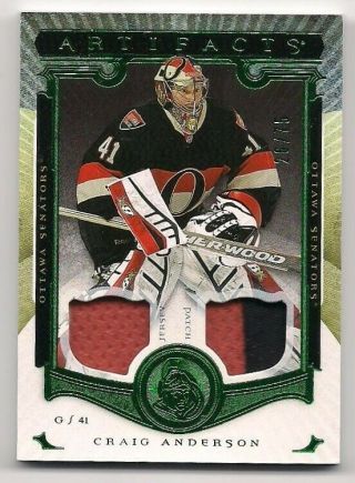 Craig Anderson 15 - 16 Upper Deck Artifacts Game Jersey & Patch Emerald /75