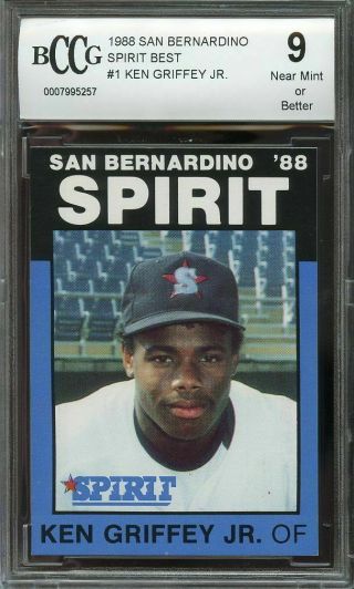 1988 San Bernadino Spirit Best 1 Ken Griffey Jr Mariners Rookie Card Bgs Bccg 9