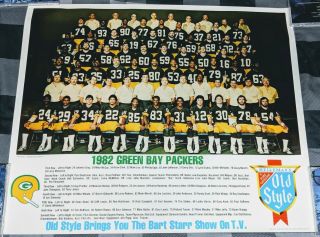 Old Style Beer / Bart Starr / Lofton 1982 Green Bay Packers Team Poster Man Cave