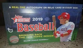 Topps Heritage Mlb Baseball Hobby Box 2019 Guaranteed Autograph Or Relic Card