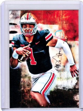 2019 Justin Fields Ohio State Buckeyes 1/1 Aceo Art Run Sketch Print Card By:q