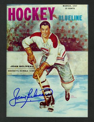 Jean Beliveau Montreal Canadiens Hof Signed Autograph Auto 5x7 Photo
