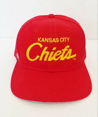 Sports Specialties Pro Wool Snapback Hat Cap Script Kansas City Chiefs Near
