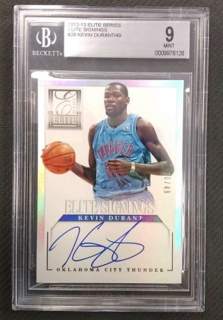 Kevin Durant 2012 - 13 Panini Elite Signings 20/49 Bgs 9/10 Auto Autograph