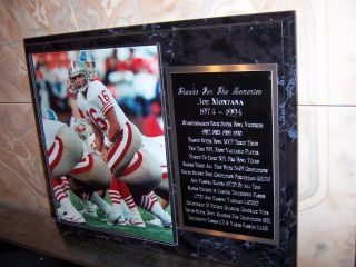 Joe Montana 1974 - 1994 Four Bowl Victories Plaque 15x12 Wall Picture