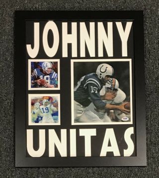 Johnny Unitas Signed 8x10 Photo Auto Framed 18x22 Psa/dna Loa Colts Hof