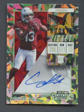 2018 Panini Contenders Rookie Ticket Cracked Ice Christian Kirk Rc Auto 17/24