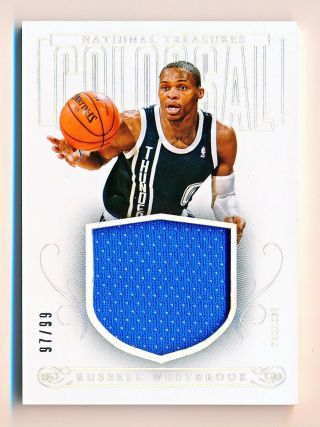 2013 - 14 National Treasures Russell Westbrook Colossal Jumbo Jersey (97/99)
