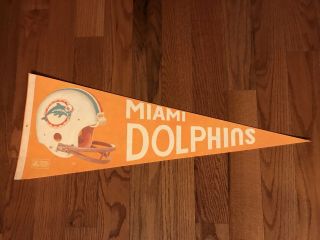 Vintage Miami Dolphins Nfl Football Full Size Pennant 2 Bar Helmet Souvenir (p2