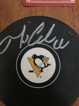 Mario Lemieux Signed Pittsburgh Penguins Hockey Puck Hof W/