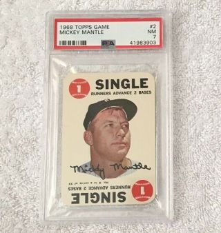 1968 Topps Game Mickey Mantle 2 Ny Yankees Psa 7 Ex " The Mick "