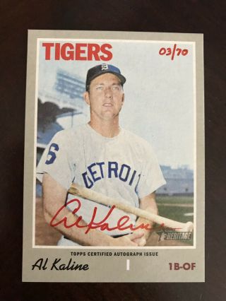 2019 Topps Heritage Al Kaline Real One Red Ink Auto Autographed Roa - Ak /70