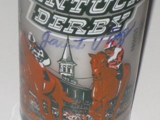 (autographed) 1980 Kentucky Derby Glass By Hof Jockey Jacinto Vasquas