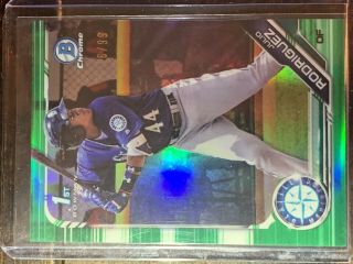 2019 Bowman Chrome Julio Rodriguez Rc Green Refractor 16/99 Rookies Mariners