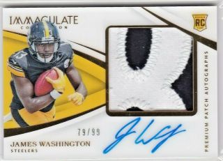 James Washington Pittsburgh Steelers 2018 Immaculate Rookie Patch Auto Rc /99