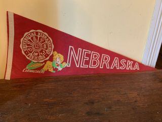 Vintage University Of Nebraska Cornhuskers Stadium Pennant