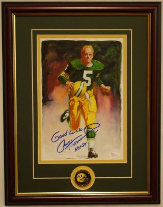 Paul Hornung Signed Framed Print Green Bay Packers Autographed Jsa Certified