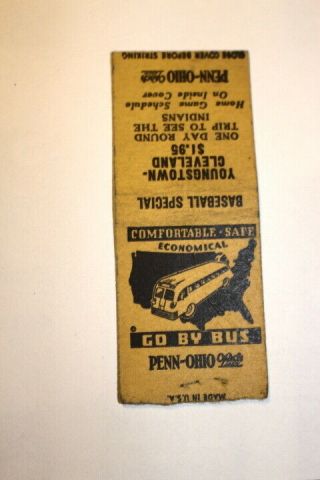 6800,  Seldom Seen Cleve Indians Baseball Schedule Matchbook/1938/pa - Oh Bus