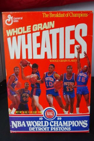 1989 Wheaties Nba World Champions Detroit Pistons Basketball Bad Boys Cereal Fs