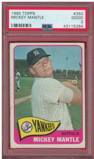 1965 Topps Mickey Mantle 350 Psa Grade 2 Good Cond.  " Awesome "