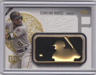 2019 Topps Series 2 Starling Marte Golden Silhouetted Batter Logo Pirates /150