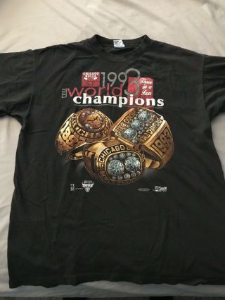 Vintage Chicago Bulls 1993 World Champions Three In A Row T - Shirt Nba Size Xl