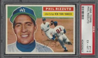 Psa 6 - 1956 Topps 113 Phil Rizzuto York Yankees Hof Gray Back