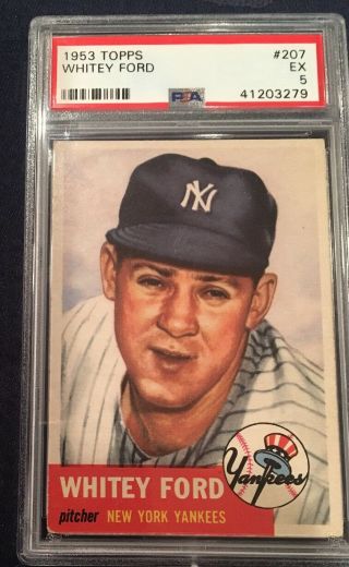 1953 Topps 207 Whitey Ford Psa 5 Ex York Yankees Hof