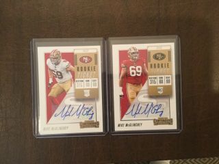 2018 Panini Contenders Rookie Ticket X 2 Mike Mcglinchey 49ers