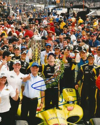 Simon Pagenaud Signed 8x10 Indy 500 Trophy Photo Irl Indy With