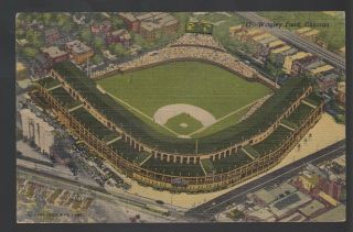 1951 Wrigley Field Home Of The Chicago Cubs Linen Postcard Postally