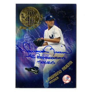 Topps Aw - 7 2002 Mariano Rivera All World Team Signed Card W/ 42 Postseason Saves