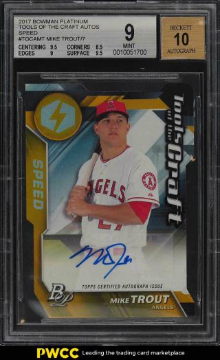 2017 Bowman Platinum Tools Of The Craft Die - Cut Mike Trout Auto /7 Bgs 9 (pwcc)