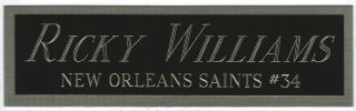 Ricky Williams Saints Nameplate Autographed Signed Football Helmet Jersey Photo